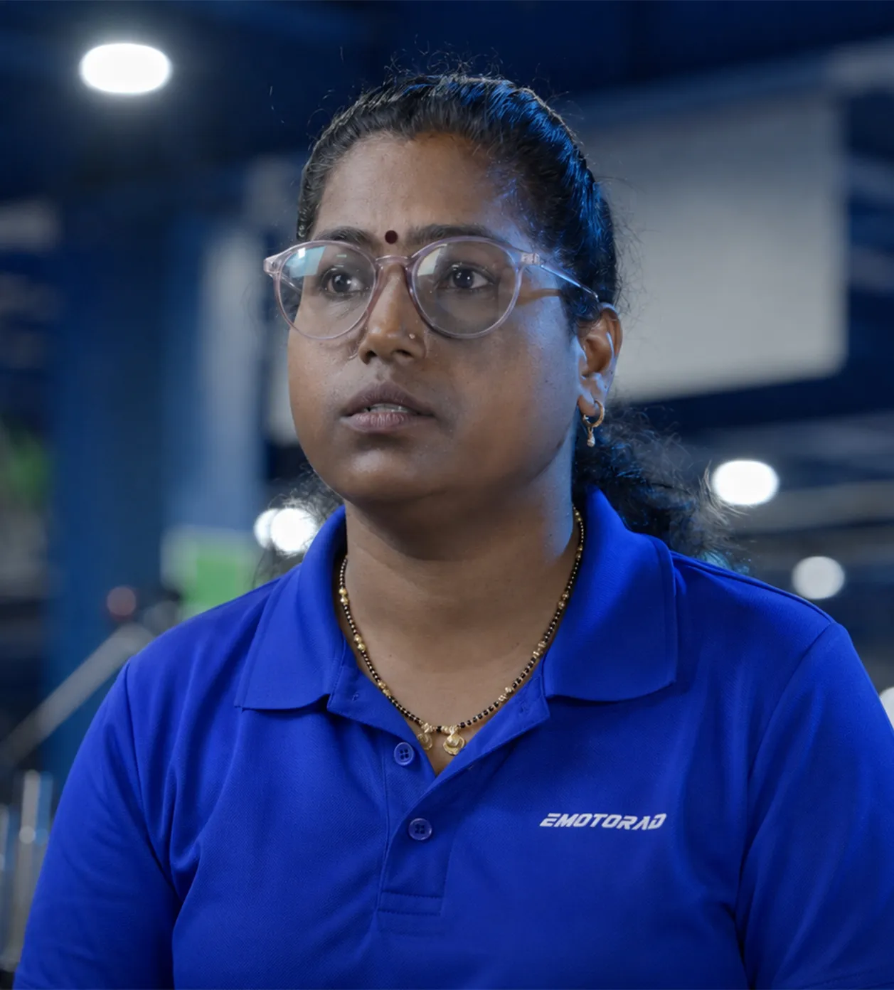 Shailaja Nikalje at the EMotorad factory